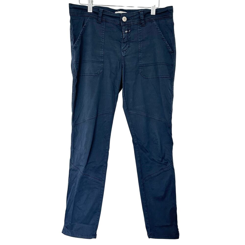 Closed (30) Francesca Navy Blue Mid Rise Motto Utility Skinny/Slim Fit Pant
